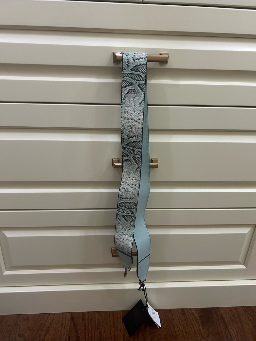 NWT Vittoria Napoli Adjustable Leather Pastel Green Snake-Print Crossbody Strap